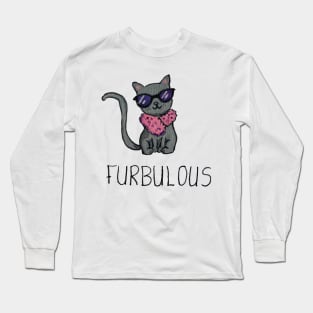 Cartoon Cat with feather boa Long Sleeve T-Shirt